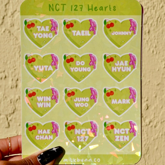 NCT 127 Holo Hearts Stickers