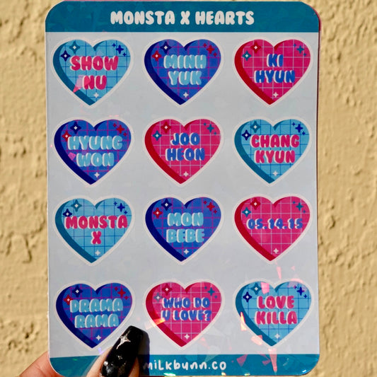 Monsta X Holo Hearts Stickers