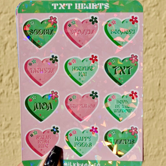 TXT Holo Hearts Stickers