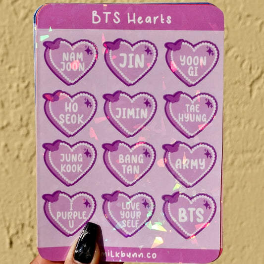 BTS Holo Hearts Stickers