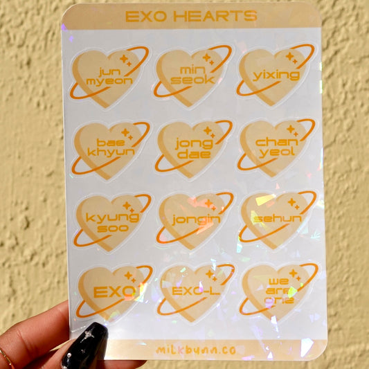 Exo Holo Hearts Stickers