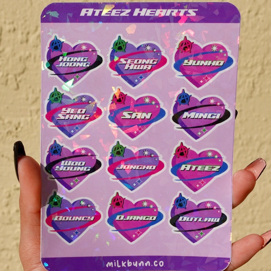 Ateez Heart Holo Hearts Stickers – MilkBunn Co.