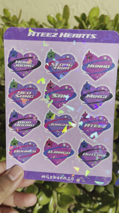Ateez Heart Holo Hearts Stickers