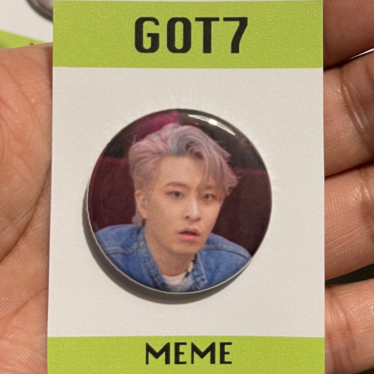 Youngjae funny face meme button
