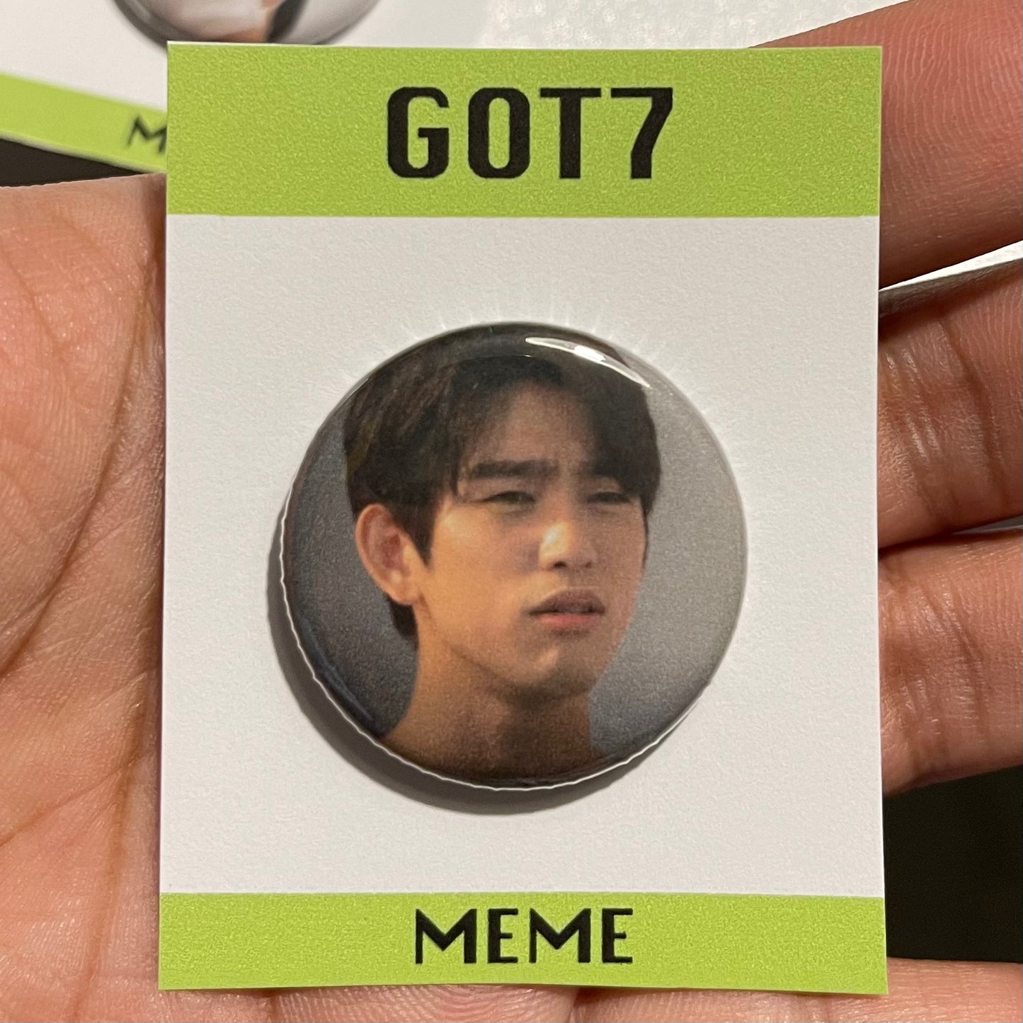 Jinyoung funny face meme button