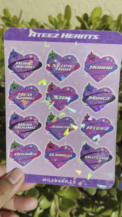 Ateez Heart Holo Hearts Stickers