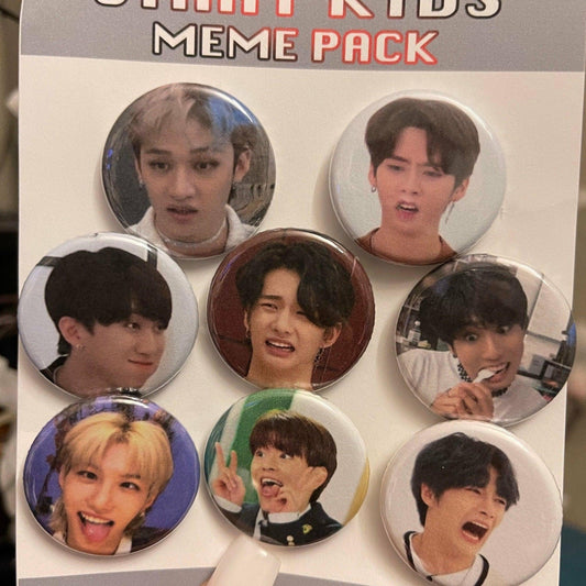 SKZ Meme Buttons - MilkBunn Co. Stray Kids funny buttons. Bang chan, Lee Know, Changbin, Hyunjin, Han, Felix, Seungmin, I.N.