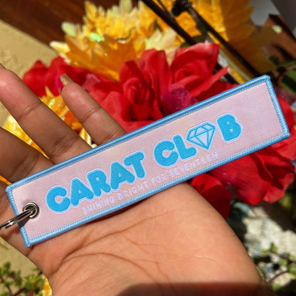 SVT Carat Club Lanyard - MilkBunn Co. Seventeen inspired lanyard for Carats, SVT fandom. Rose Quartz and Serenity colors.